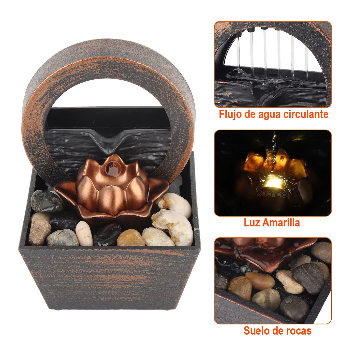 Mini Fuente Decorativa Flor De Loto Rela